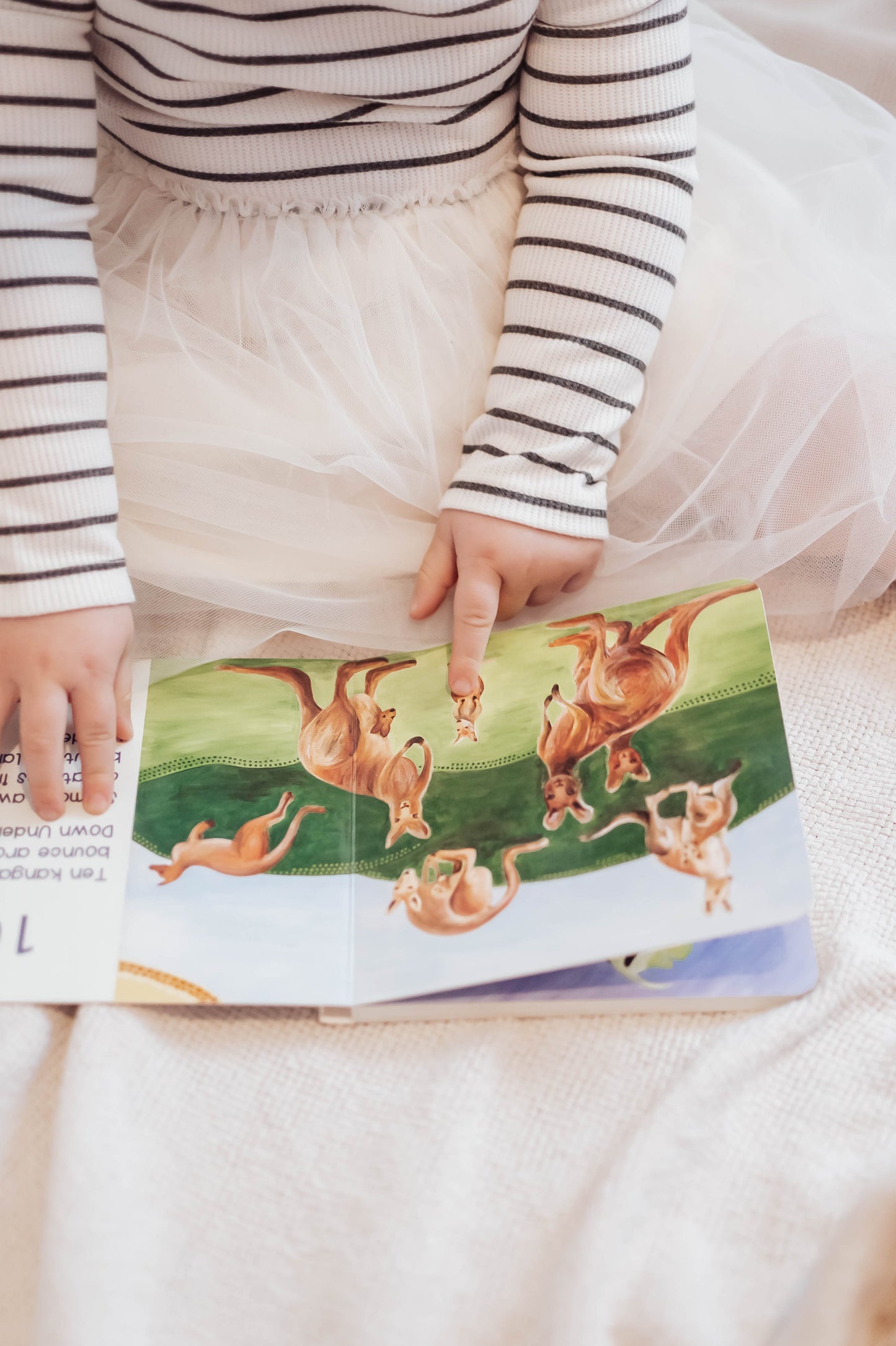 Inside Australia 123 board book showing page with 10 kangaroos