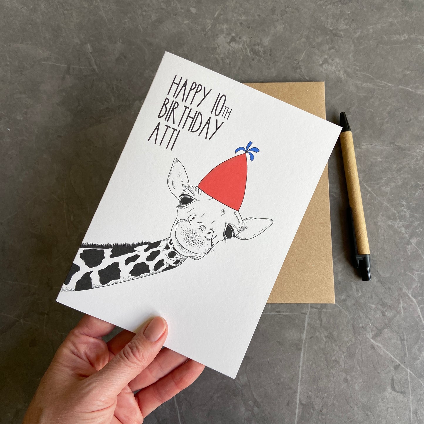 Personalised Giraffe Birthday Card