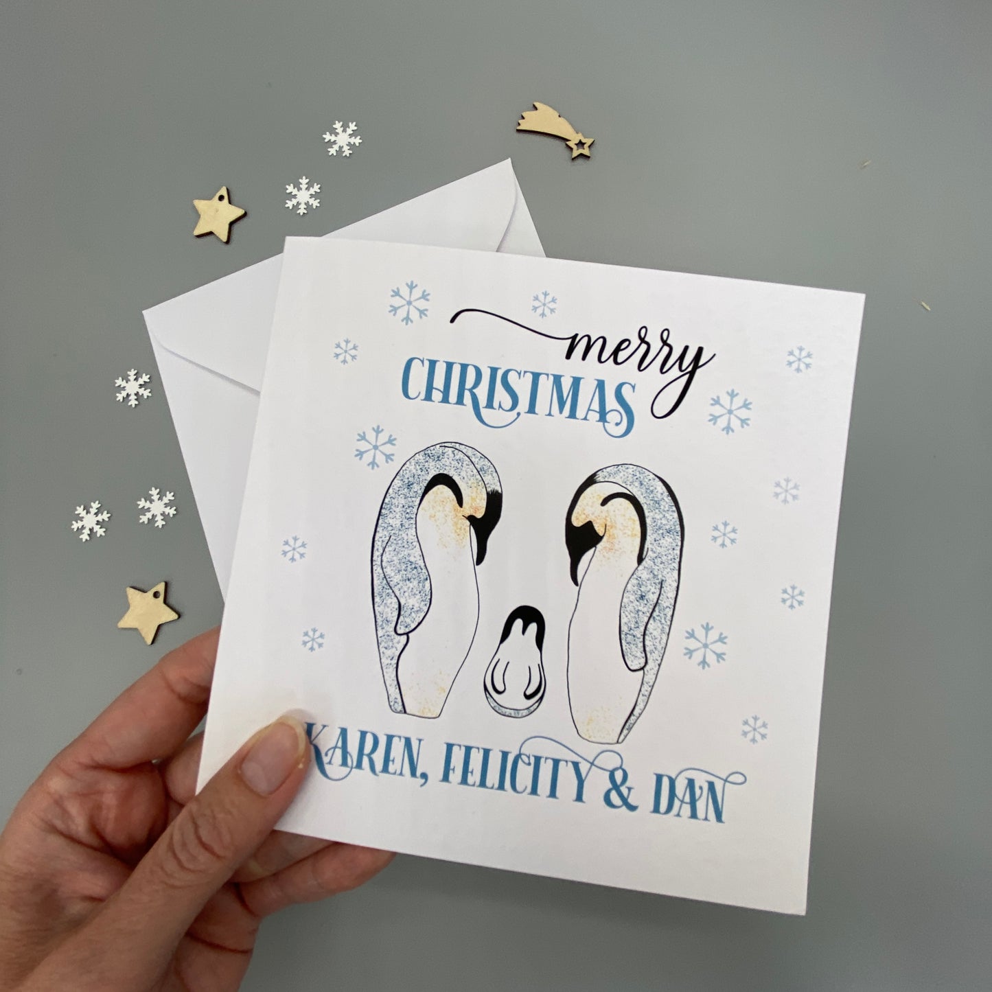 Personalised Penguin Family Christmas Card