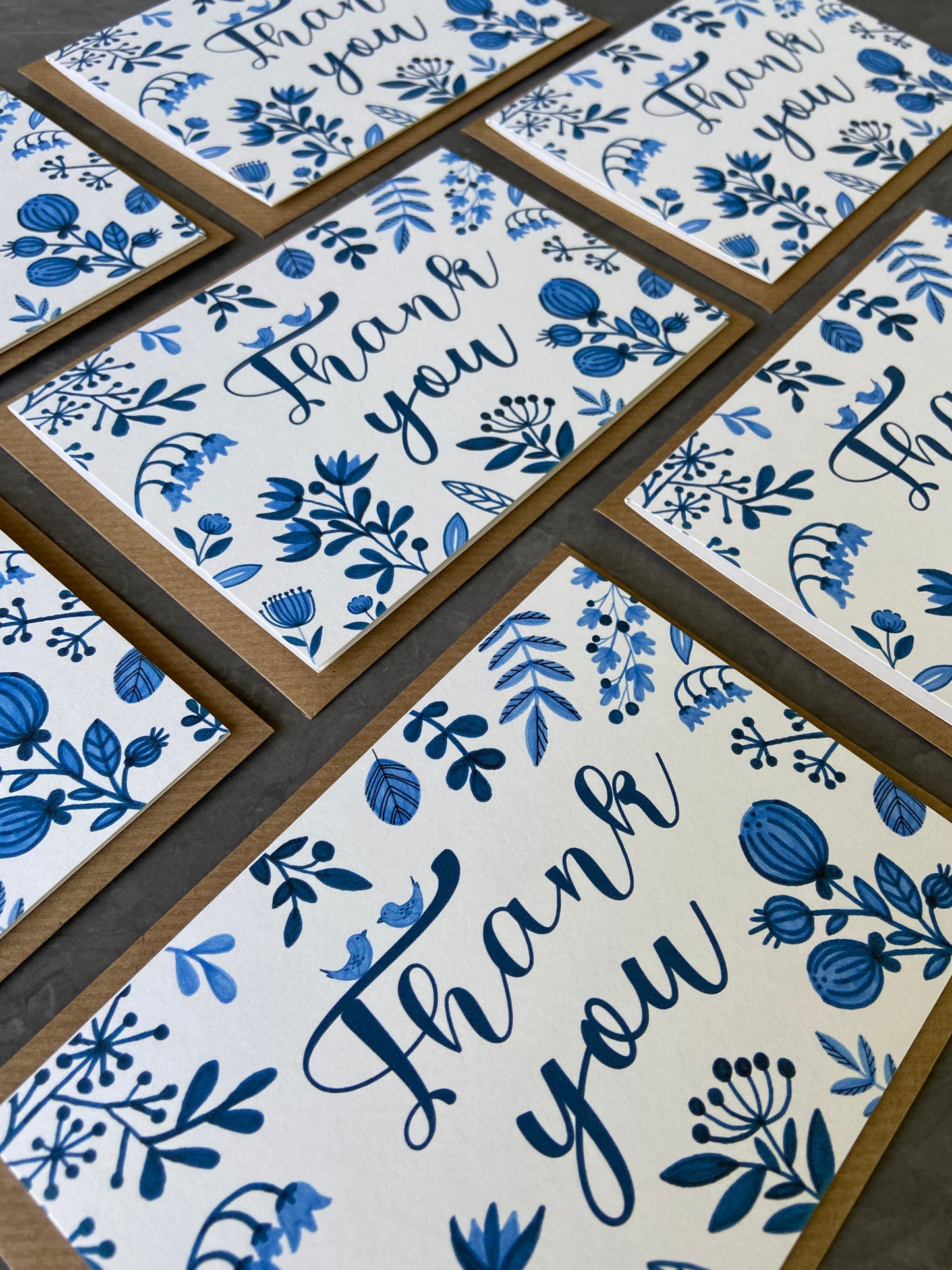 Thank You Note Cards - Blue Florals