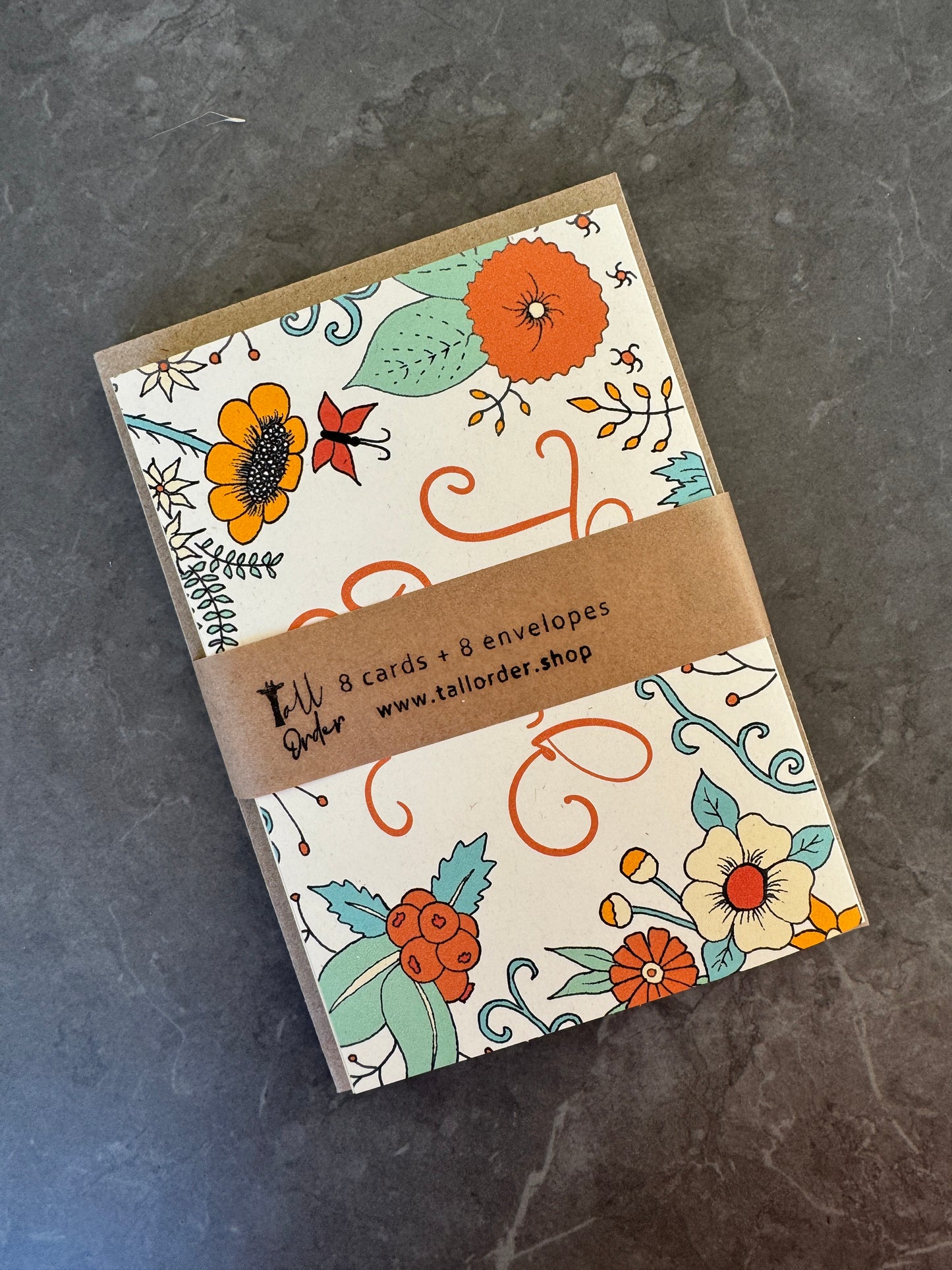 Thank You Note Card set - Orange Florals