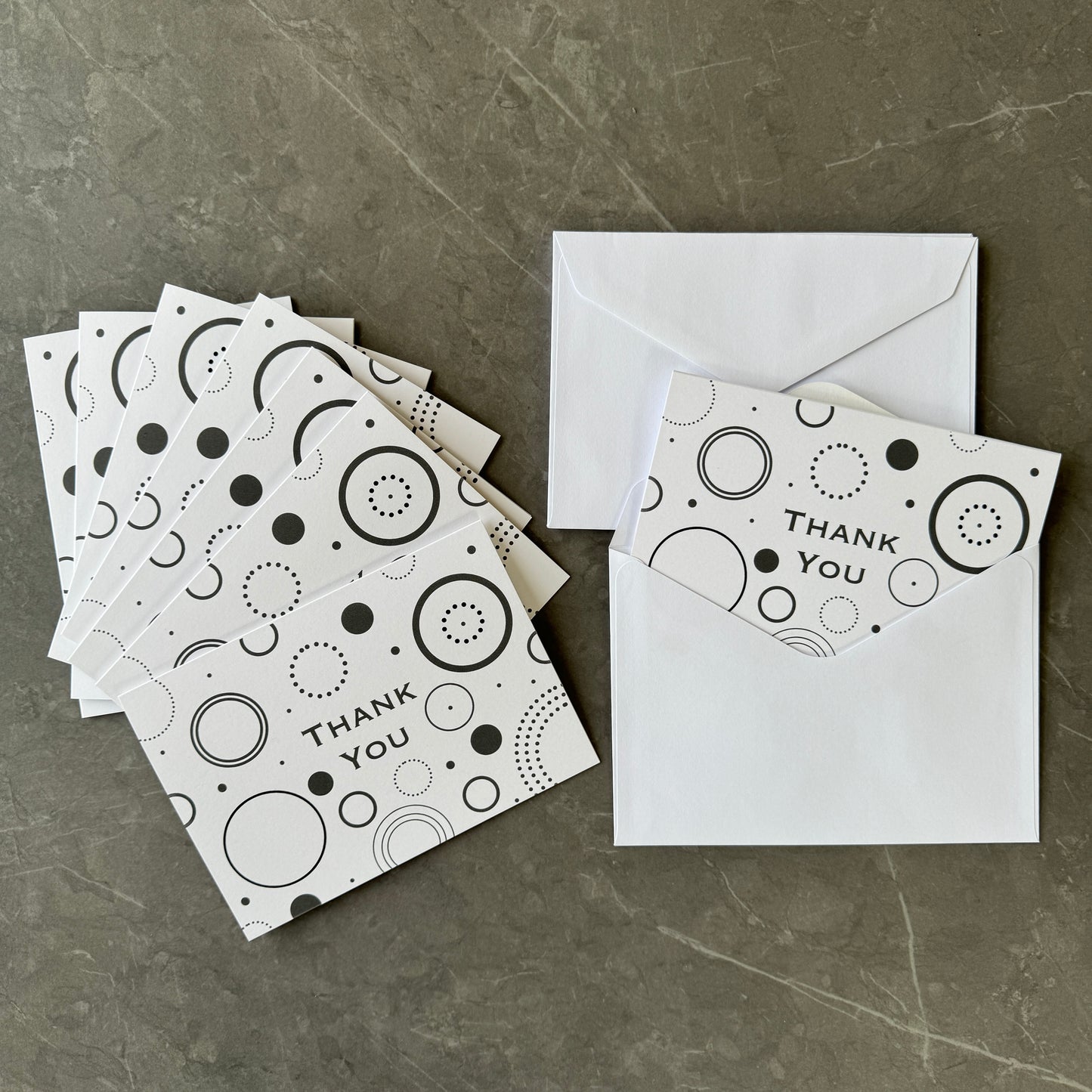 Thank You Note Card set - Circles and Dots Pattern