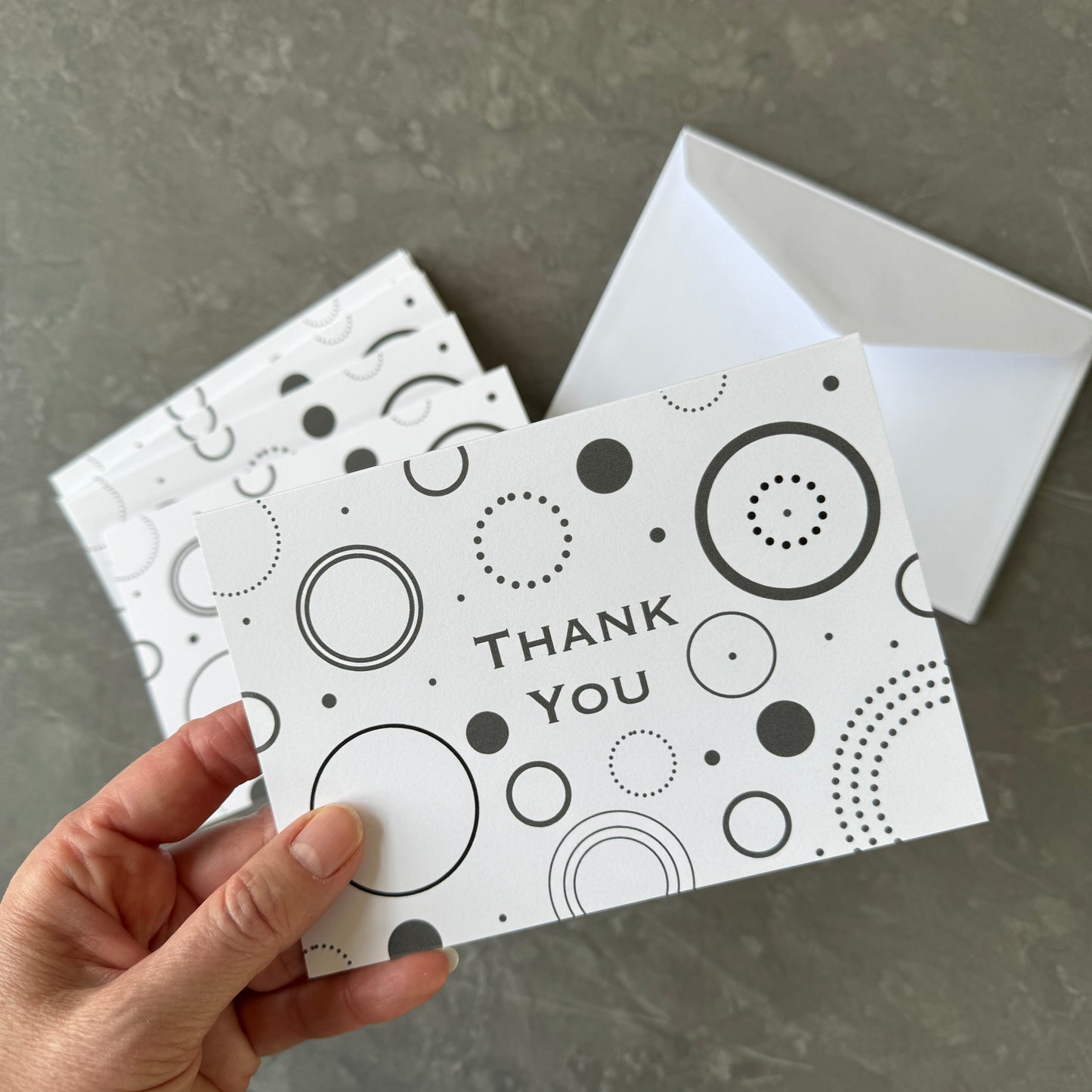 Thank You Note Card set - Circles and Dots Pattern