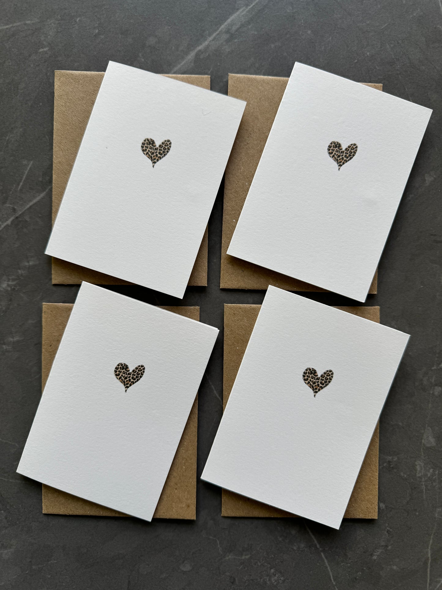 Small note cards with leopard print heart
