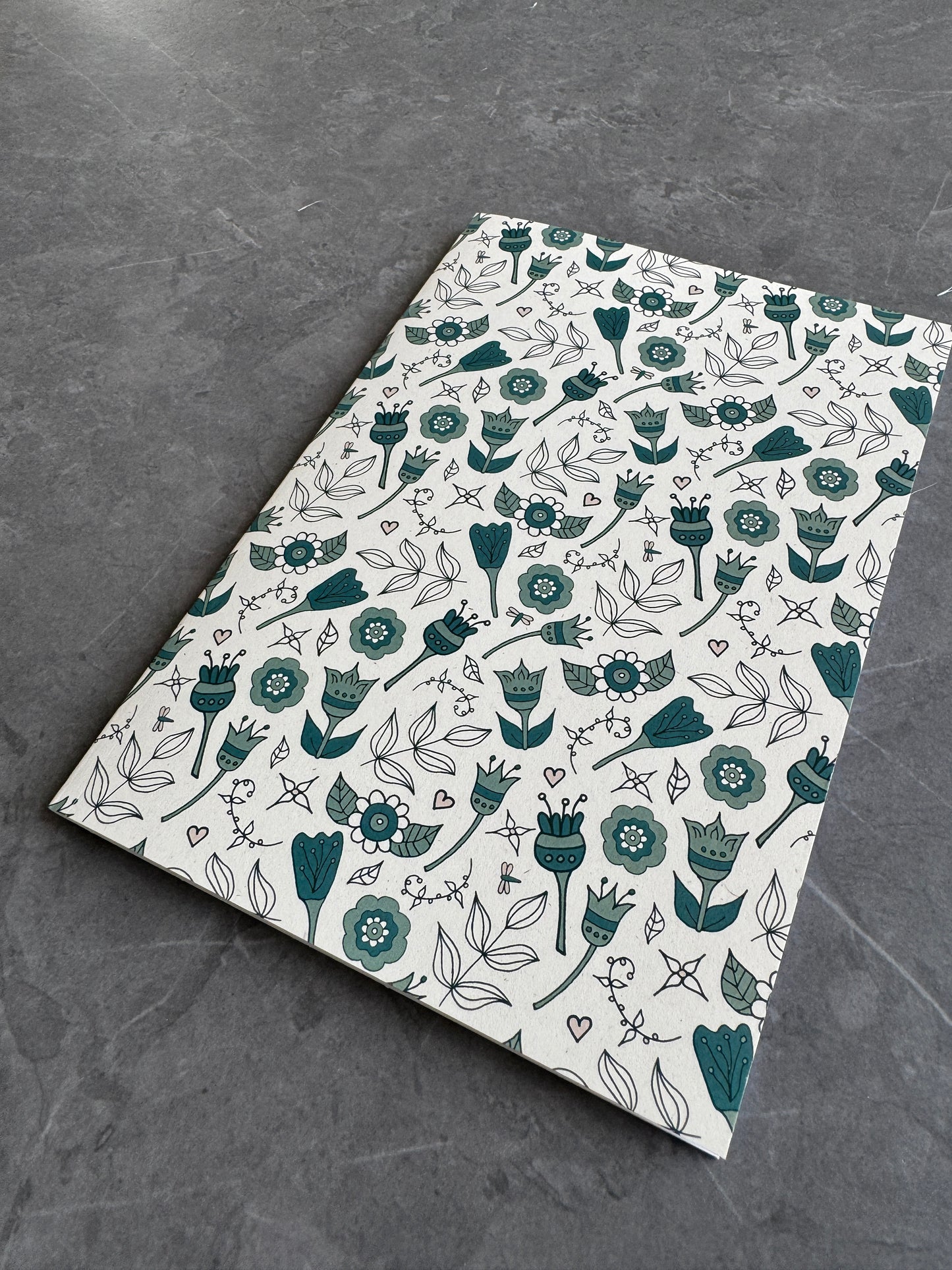 Floral note books in teal