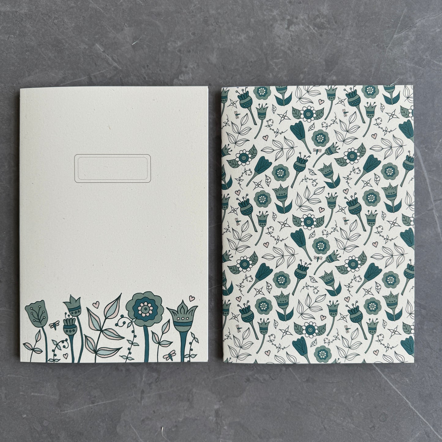 Floral note books in teal