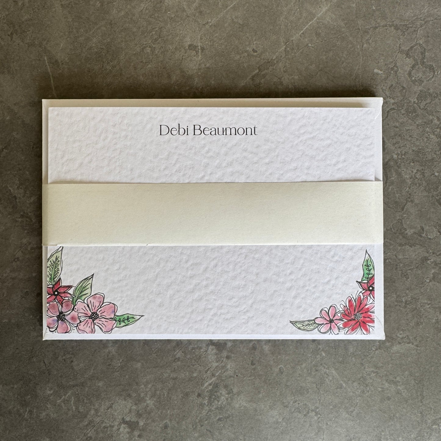 Personalised Pink Floral Note Cards