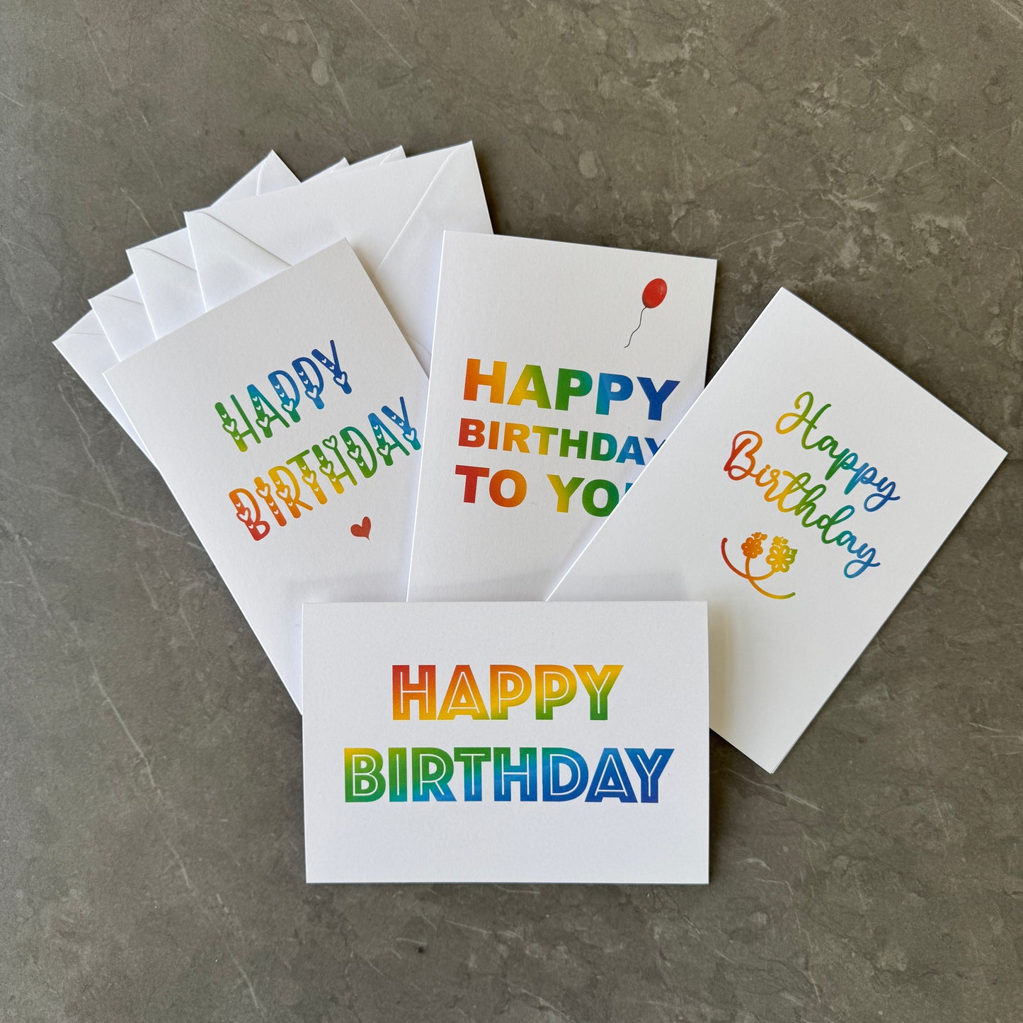 Pack of Rainbow Birthday Cards