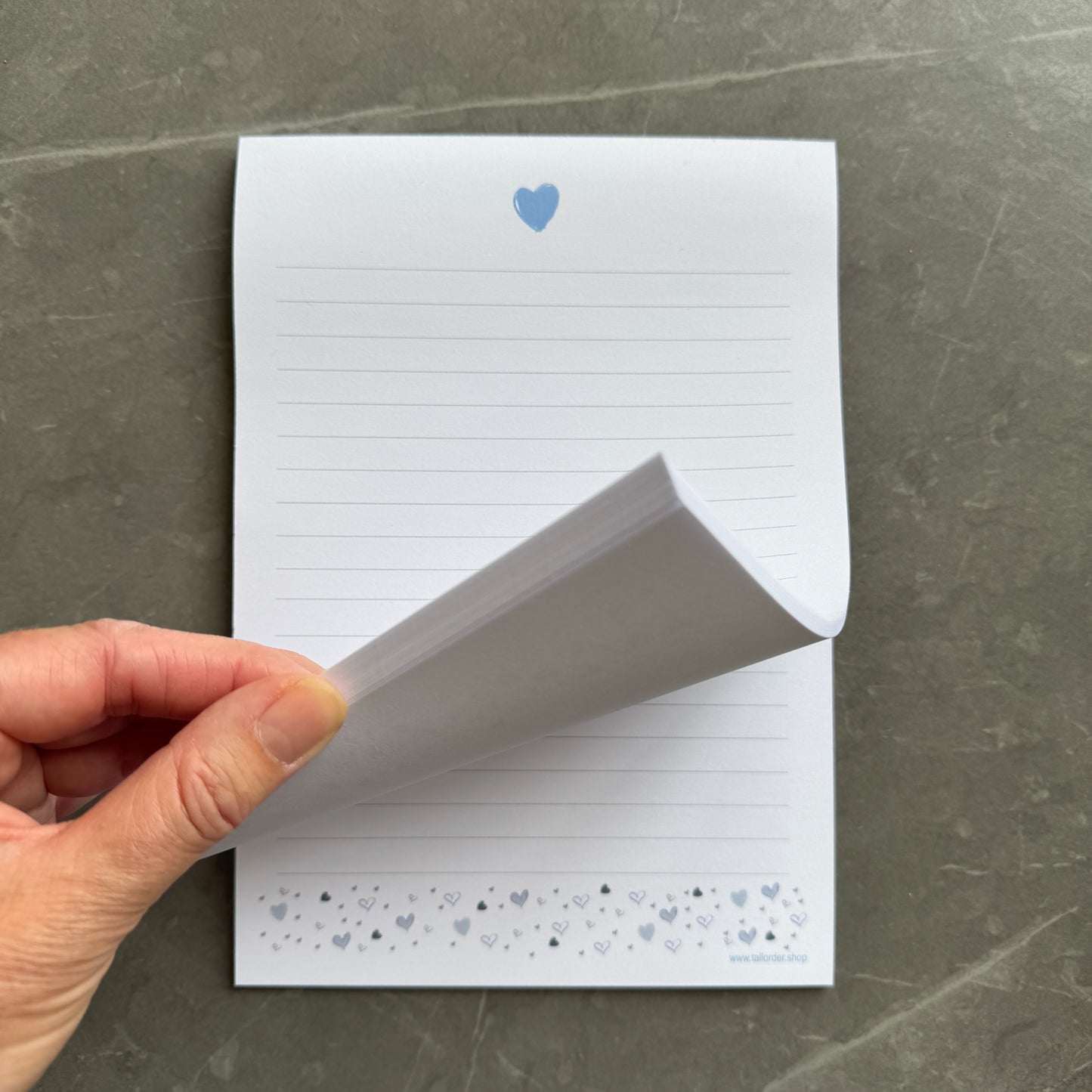 A5 Blue Love Heart Notepad