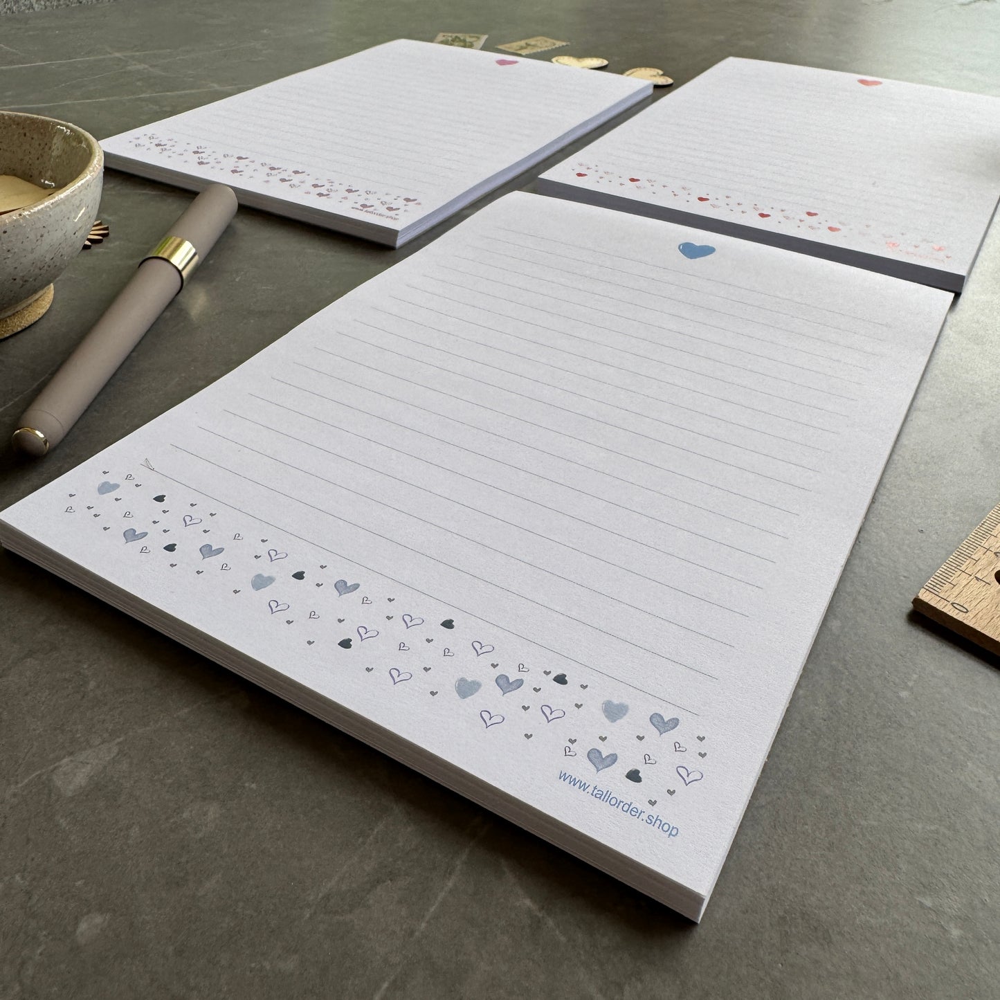 A5 Blue Love Heart Notepad