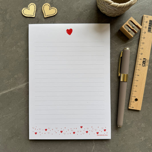 A5 Red Love Heart Notepad