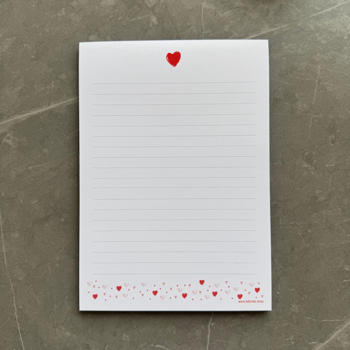 A5 Red Love Heart Notepad