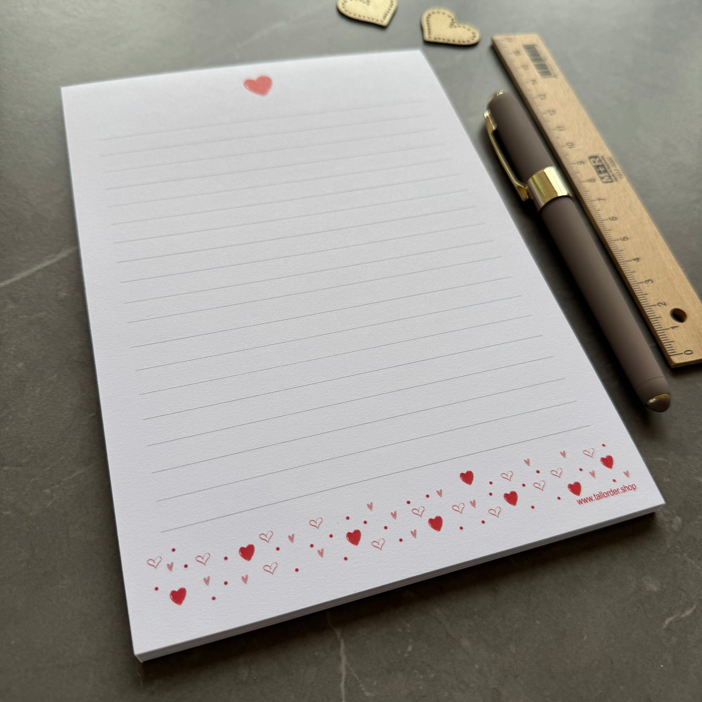 A5 Red Love Heart Notepad