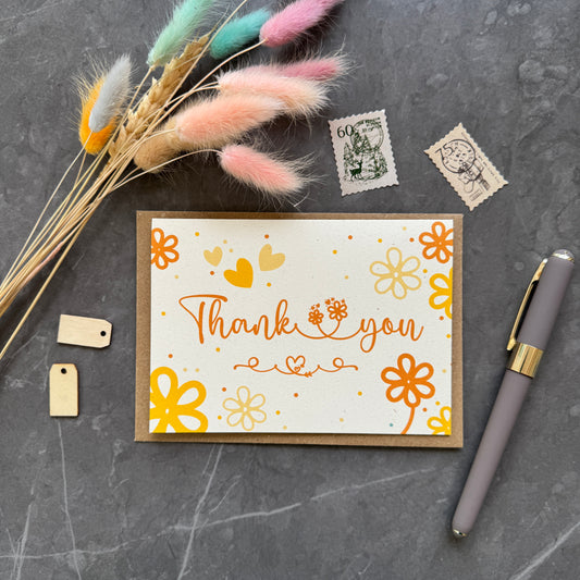 Thank You Note Card set - Yellow Daisies