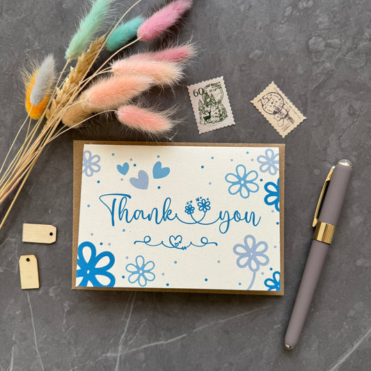 Thank You Note Card set - Blue Daisies
