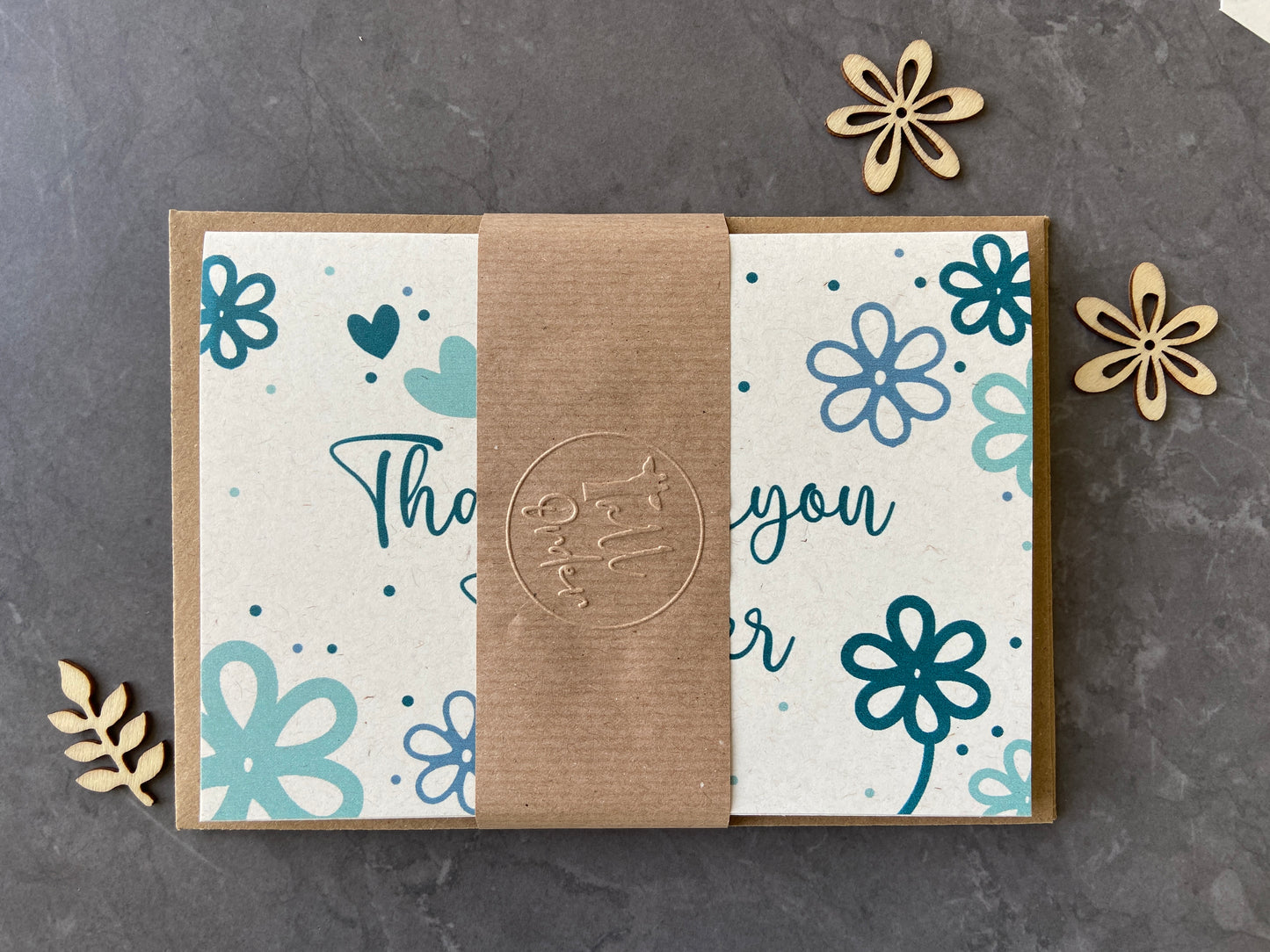 Set of 4 Thank You Teacher Cards - Daisy Pattern