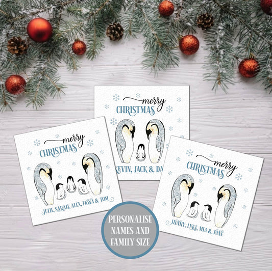 Personalised Penguin Family Christmas Card
