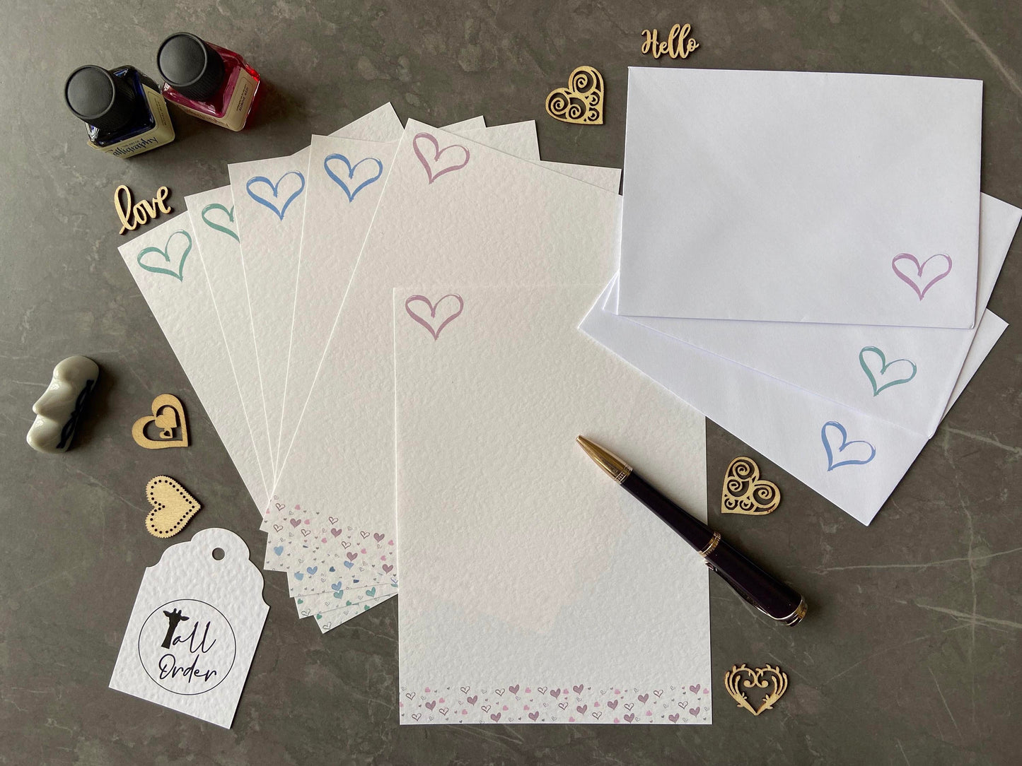 Heart Writing Paper Set