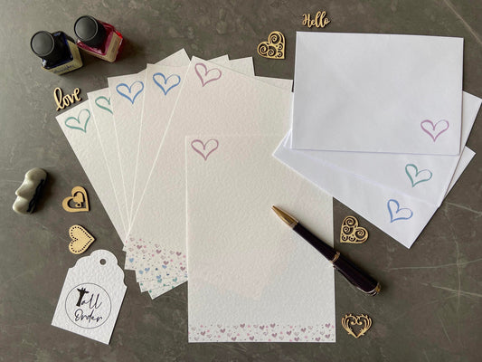 Heart Writing Paper Set