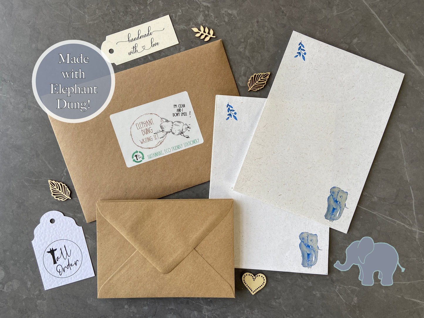 Organic Elephant Writing Paper Set