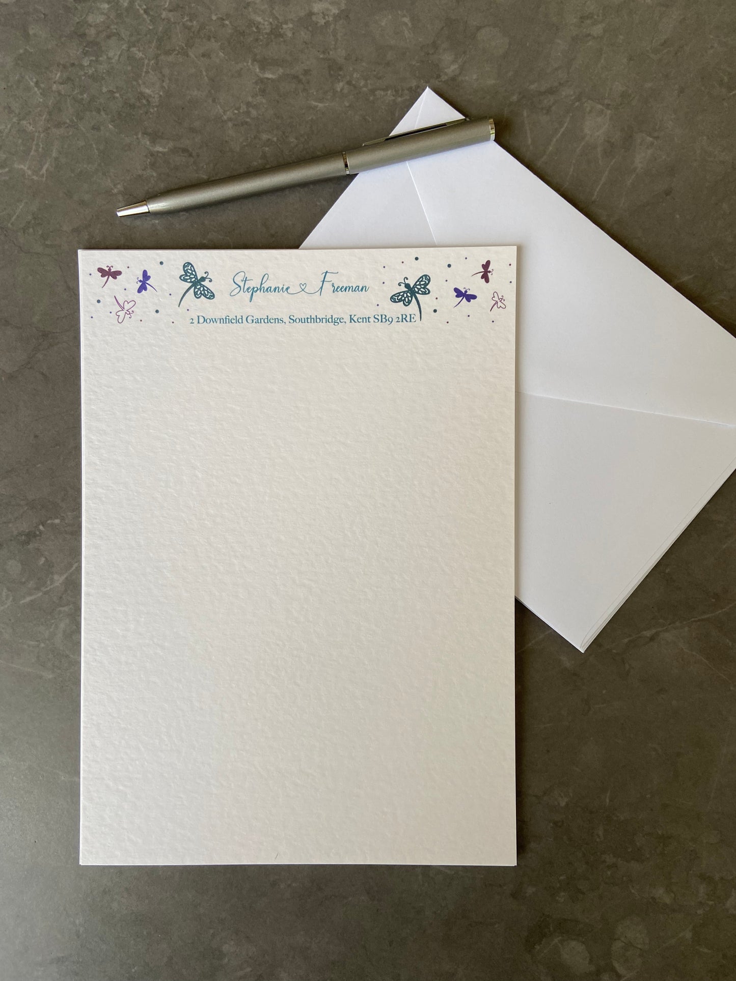 Personalised Dragonfly Writing Paper
