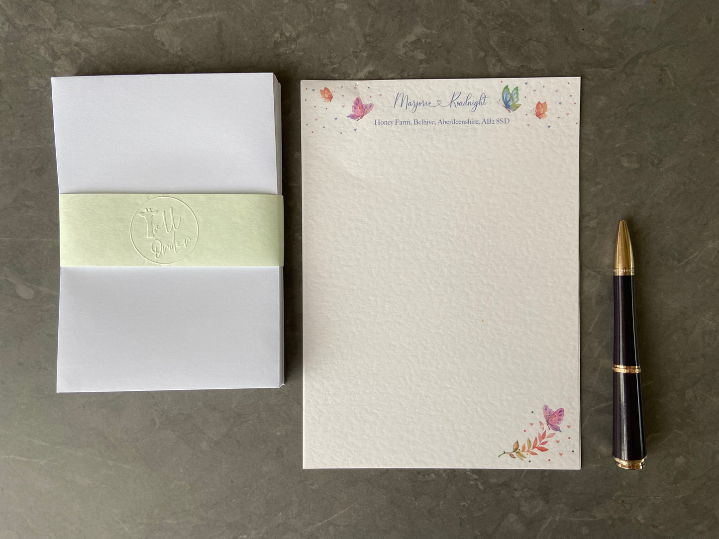 Personalised Butterfly Writing Paper