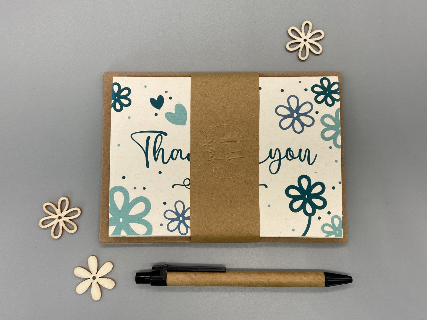 Thank You Note Card set - Teal Daisies