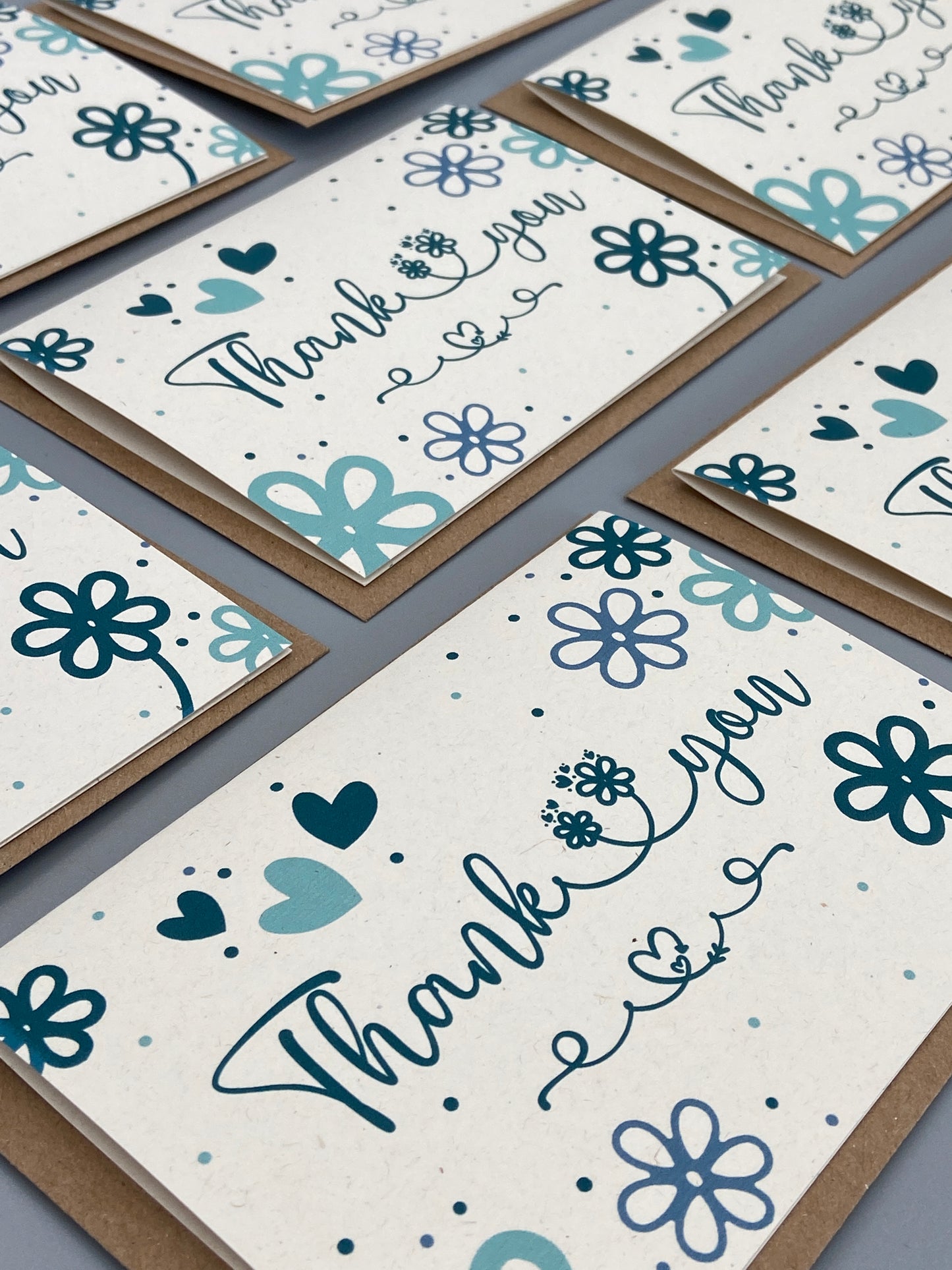 Thank You Note Card set - Teal Daisies