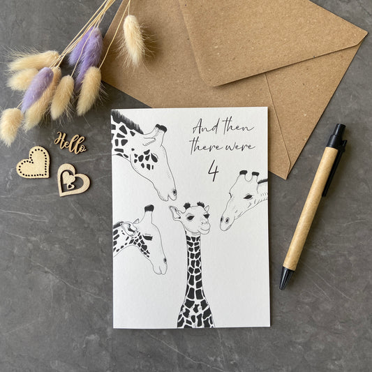 New Baby Card, family of 4