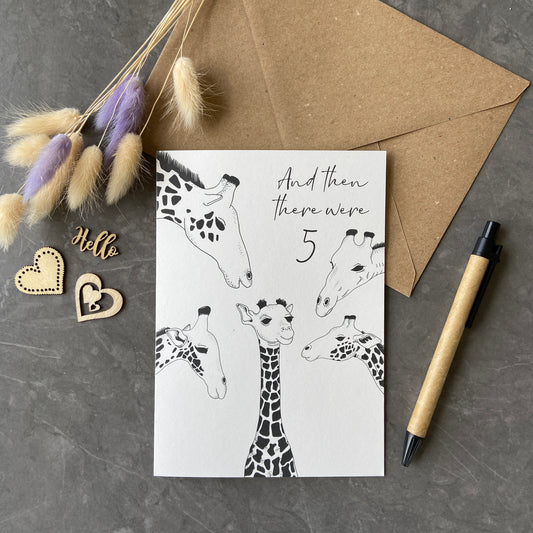 New baby card, family of 5