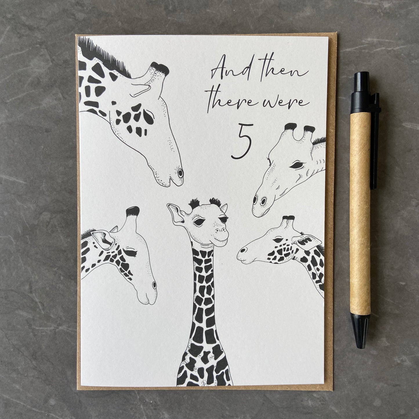 New baby card, family of 5