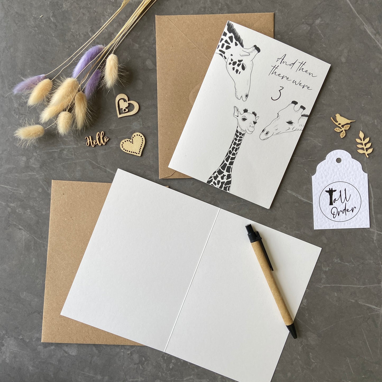 New baby card, family of 3