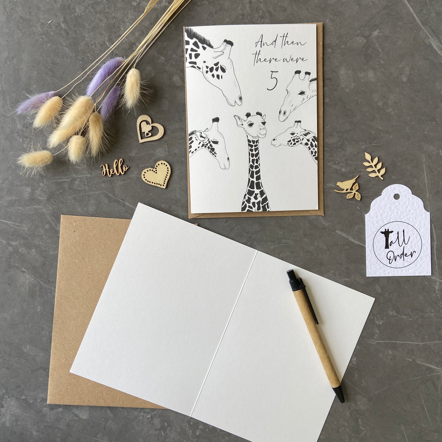 New baby card, family of 5