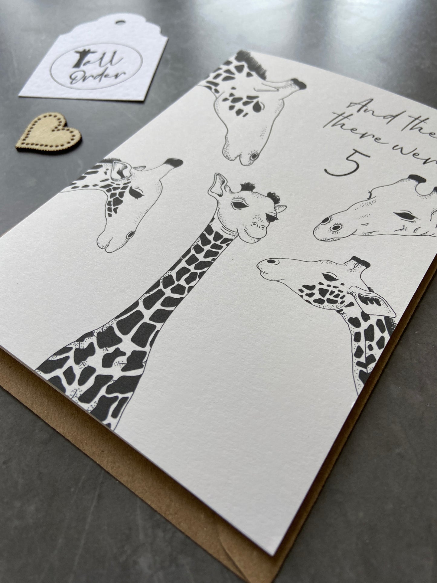 New baby card, family of 5