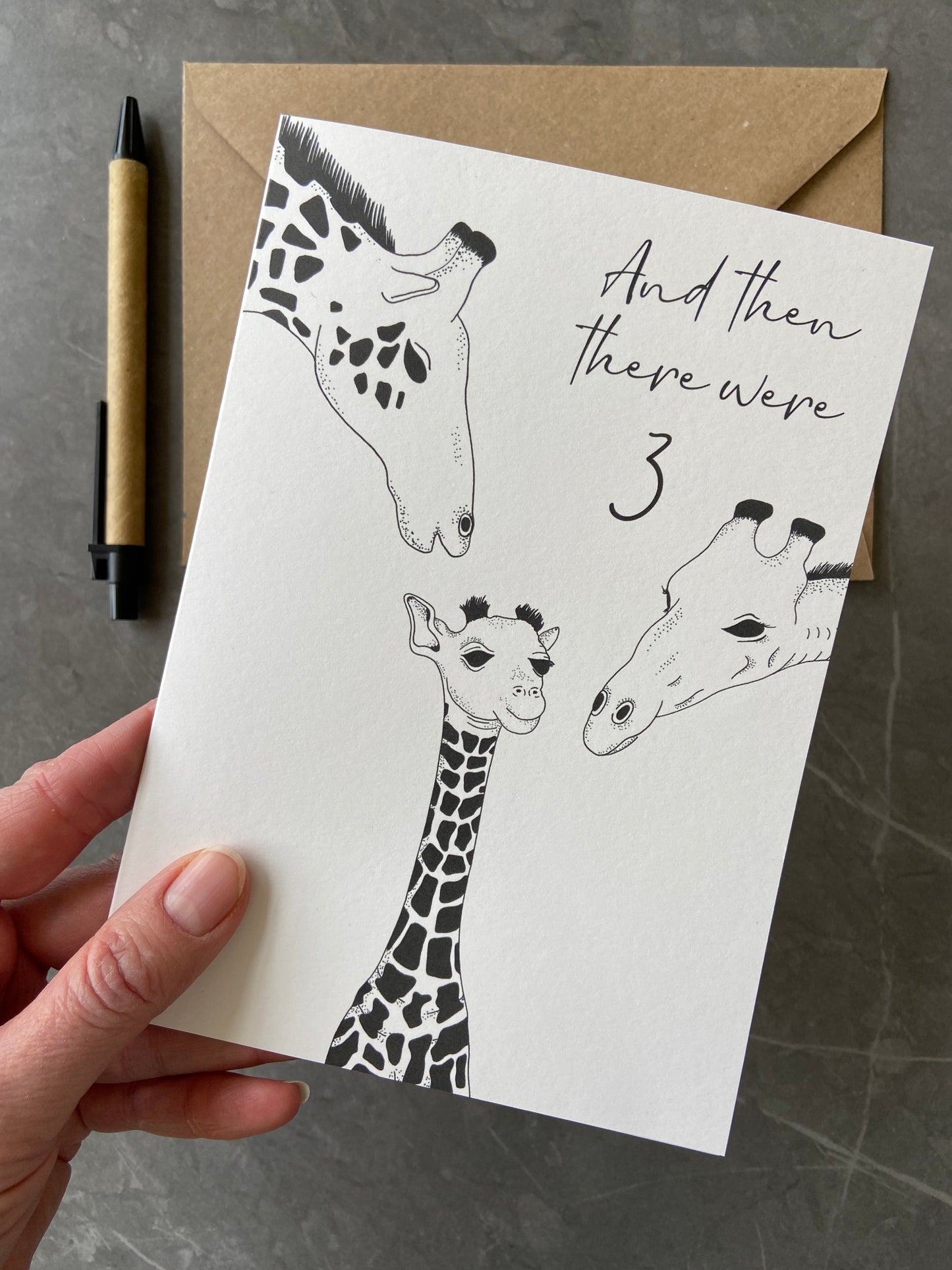 New baby card, family of 3