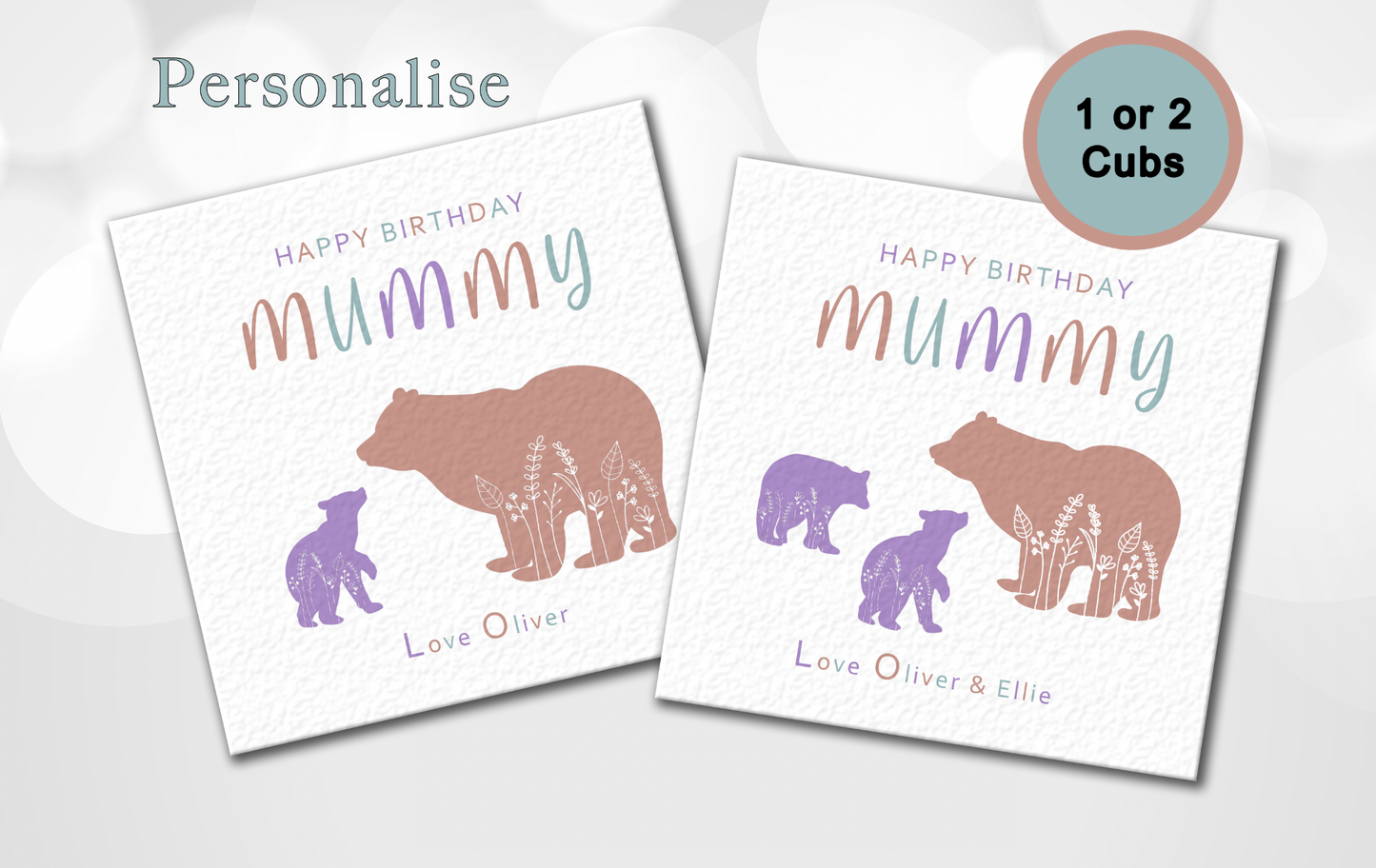Personalised Mummy Bear Birthday Card