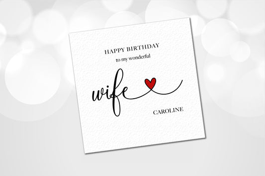 Personalised Wife Birthday Card