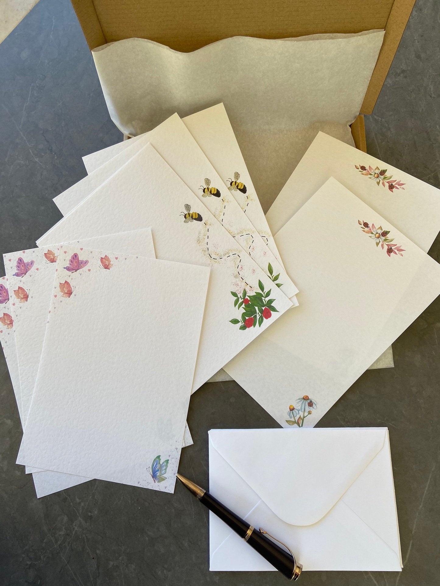 45 Piece Writing Set - Bees, Butterflies and Ladybirds