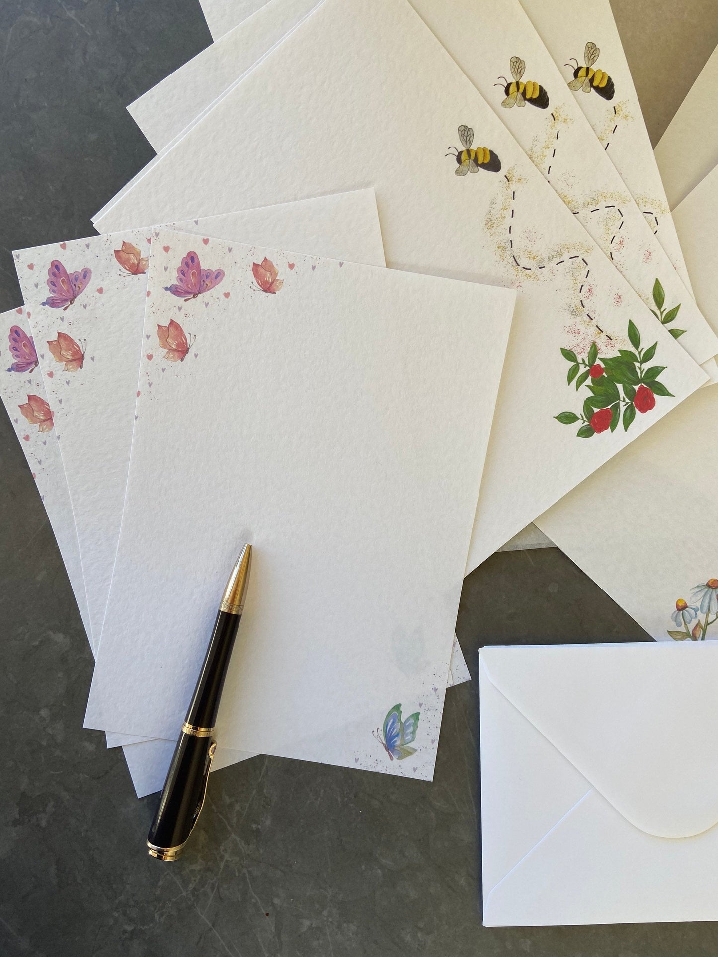 45 Piece Writing Set - Bees, Butterflies and Ladybirds