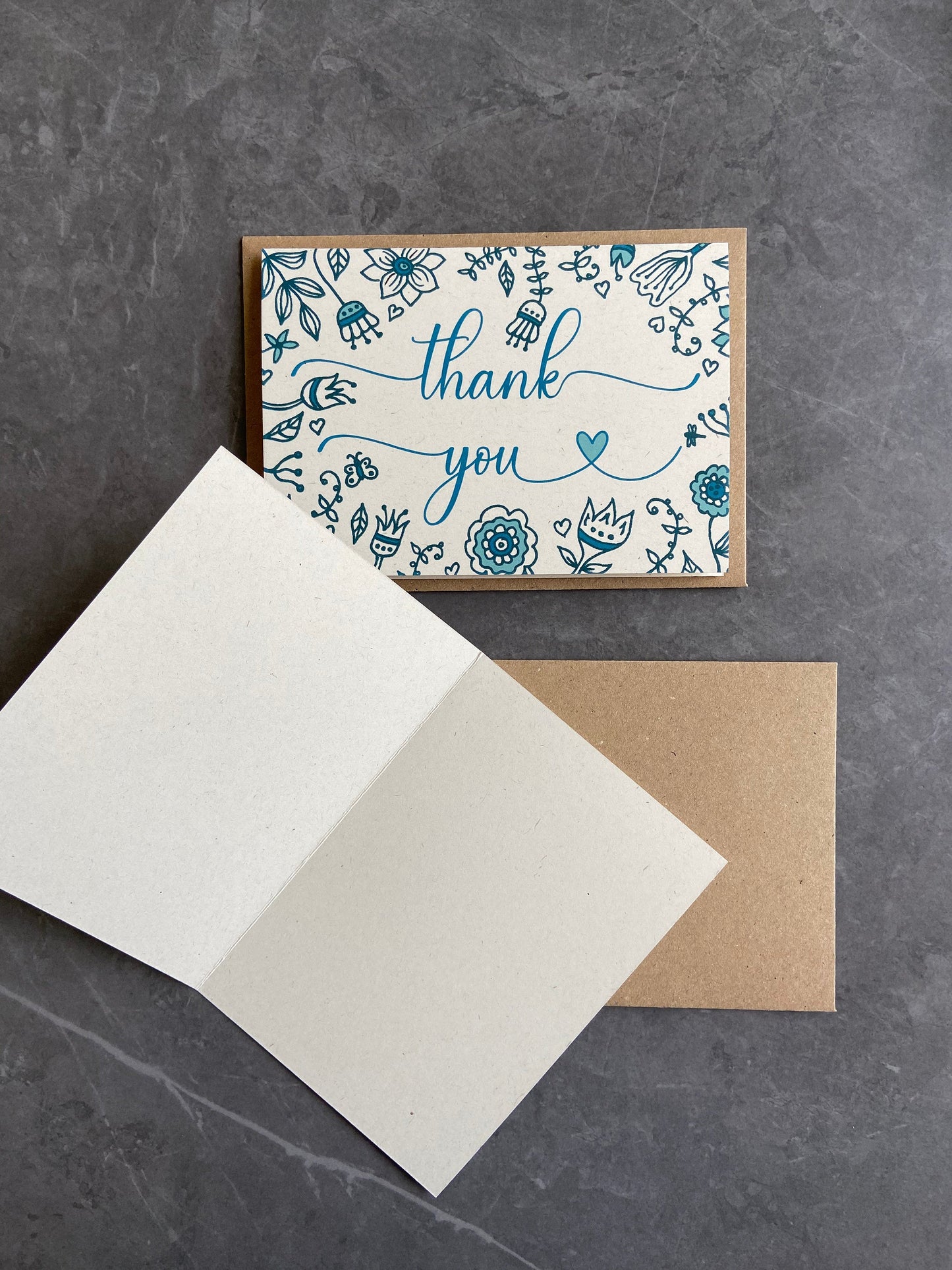 Thank You Note Cards - Teal Florals