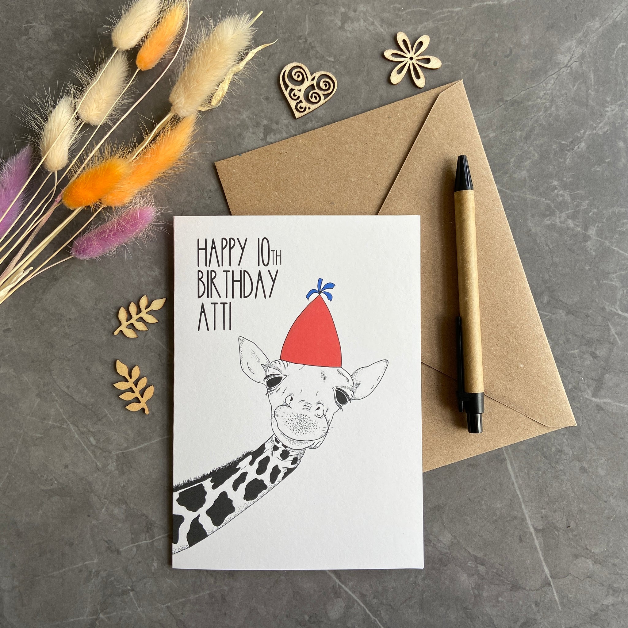 Personalised Giraffe Birthday Card