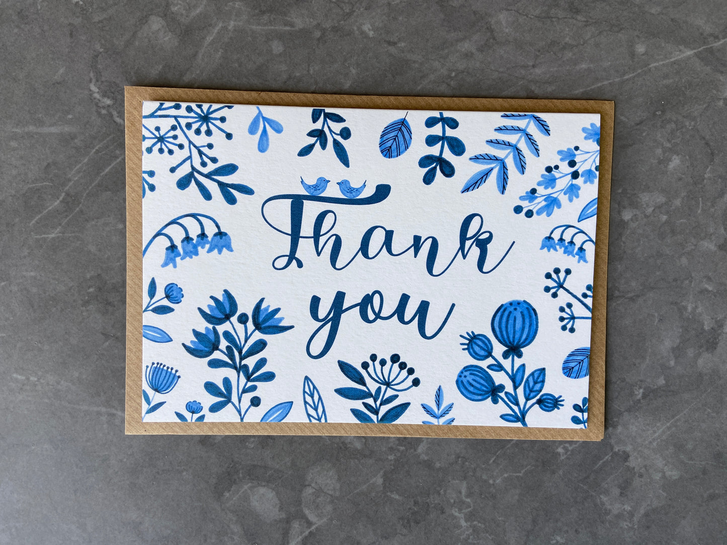 Thank You Note Cards - Blue Florals