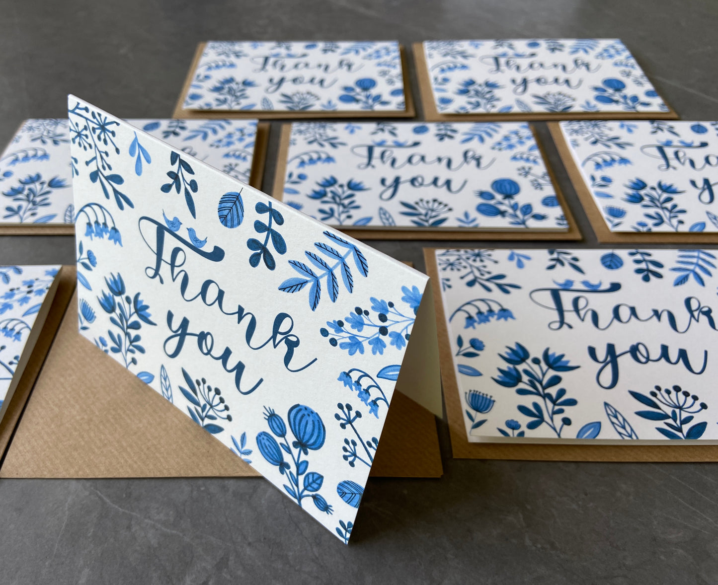 Thank You Note Cards - Blue Florals