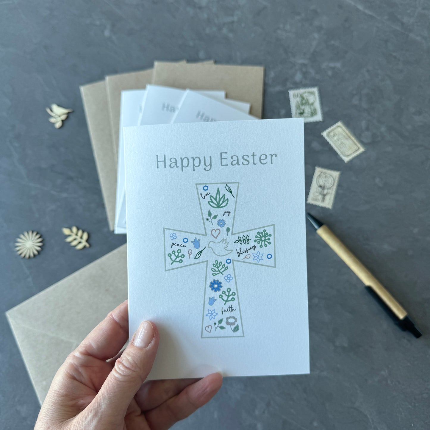 Set of 4 Easter Cards - Crucifix Illustration