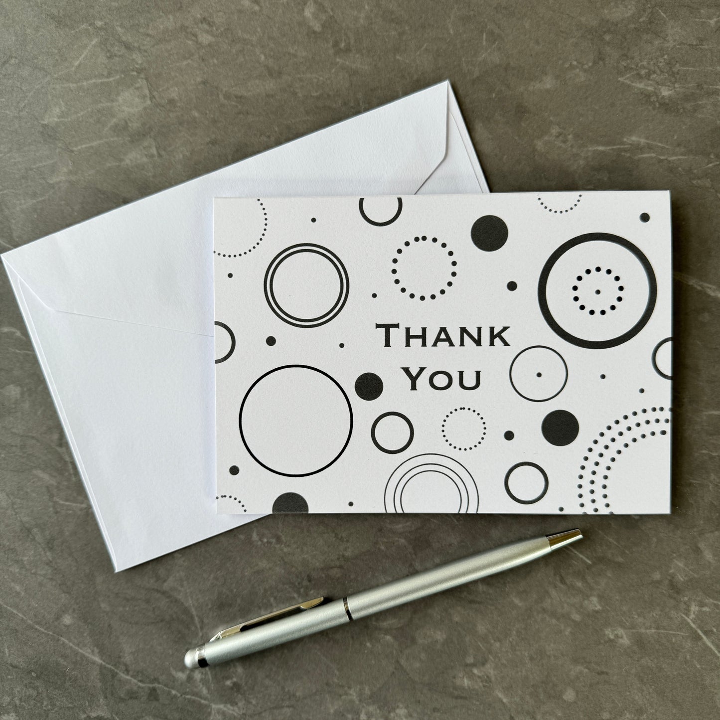 Thank You Note Card set - Circles and Dots Pattern