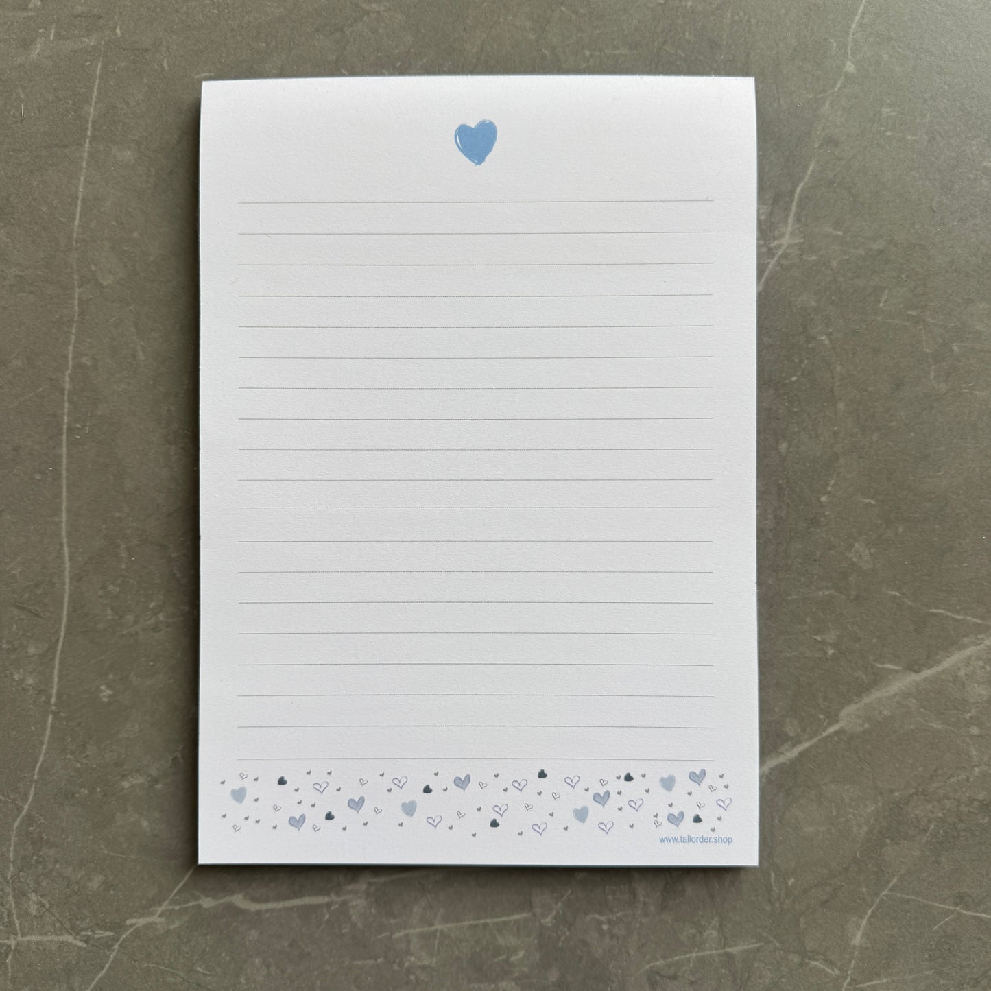 A5 Blue Love Heart Notepad
