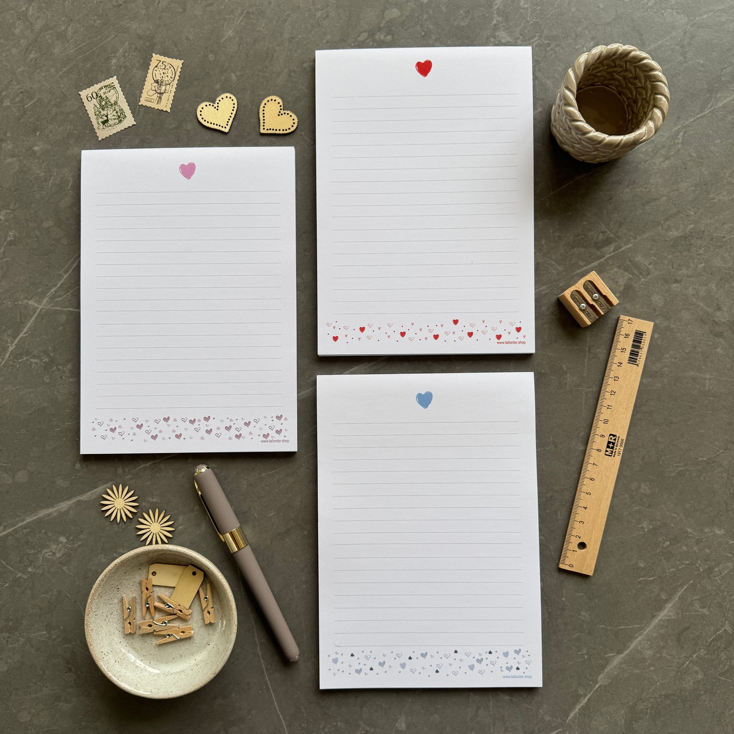 A5 Pink Love Heart Notepad