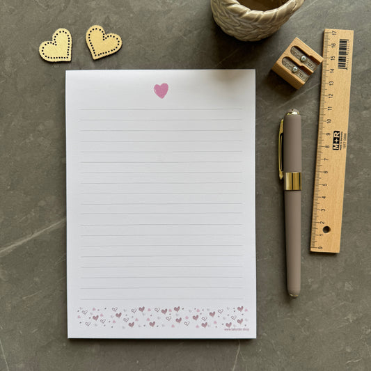 A5 Pink Love Heart Notepad