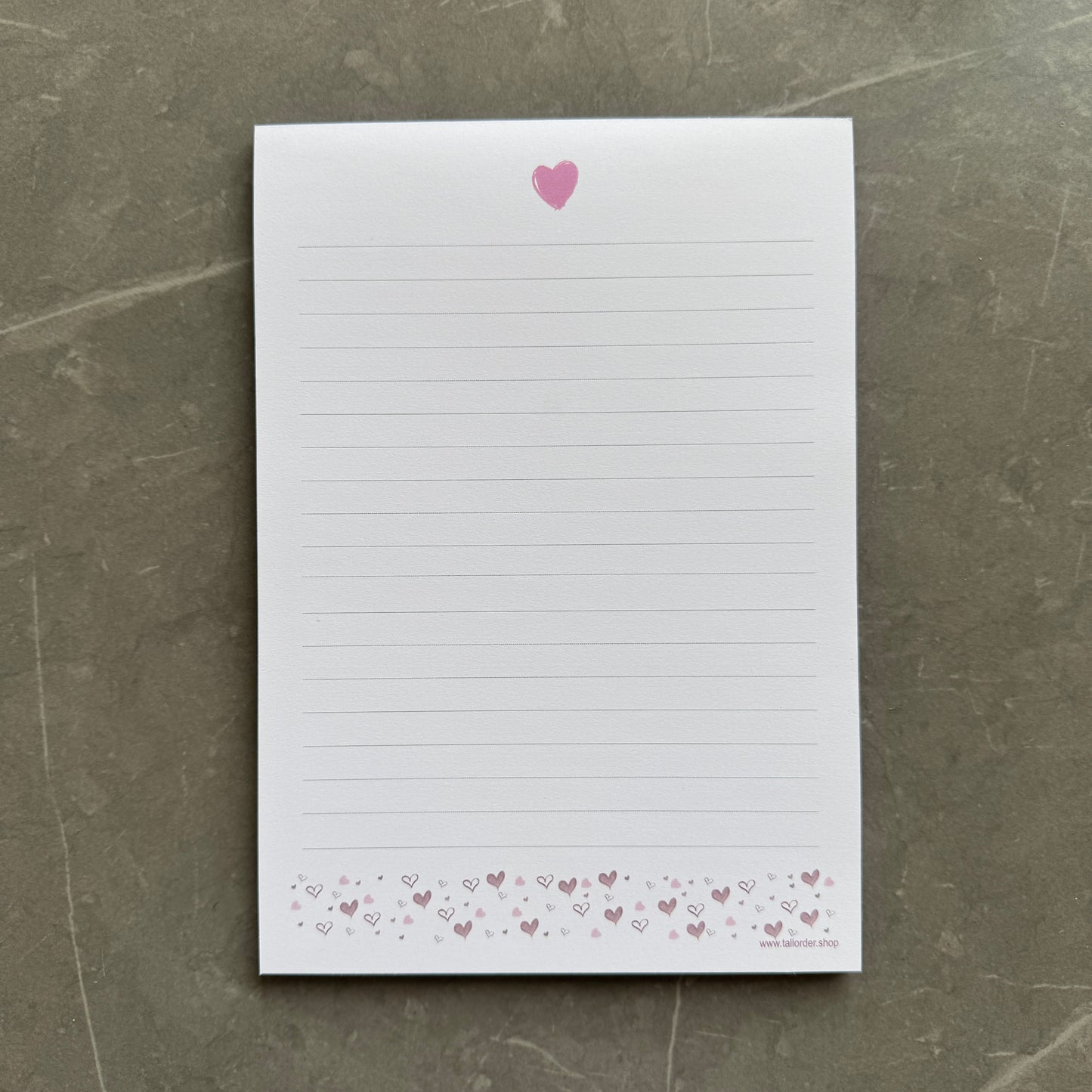 A5 Pink Love Heart Notepad