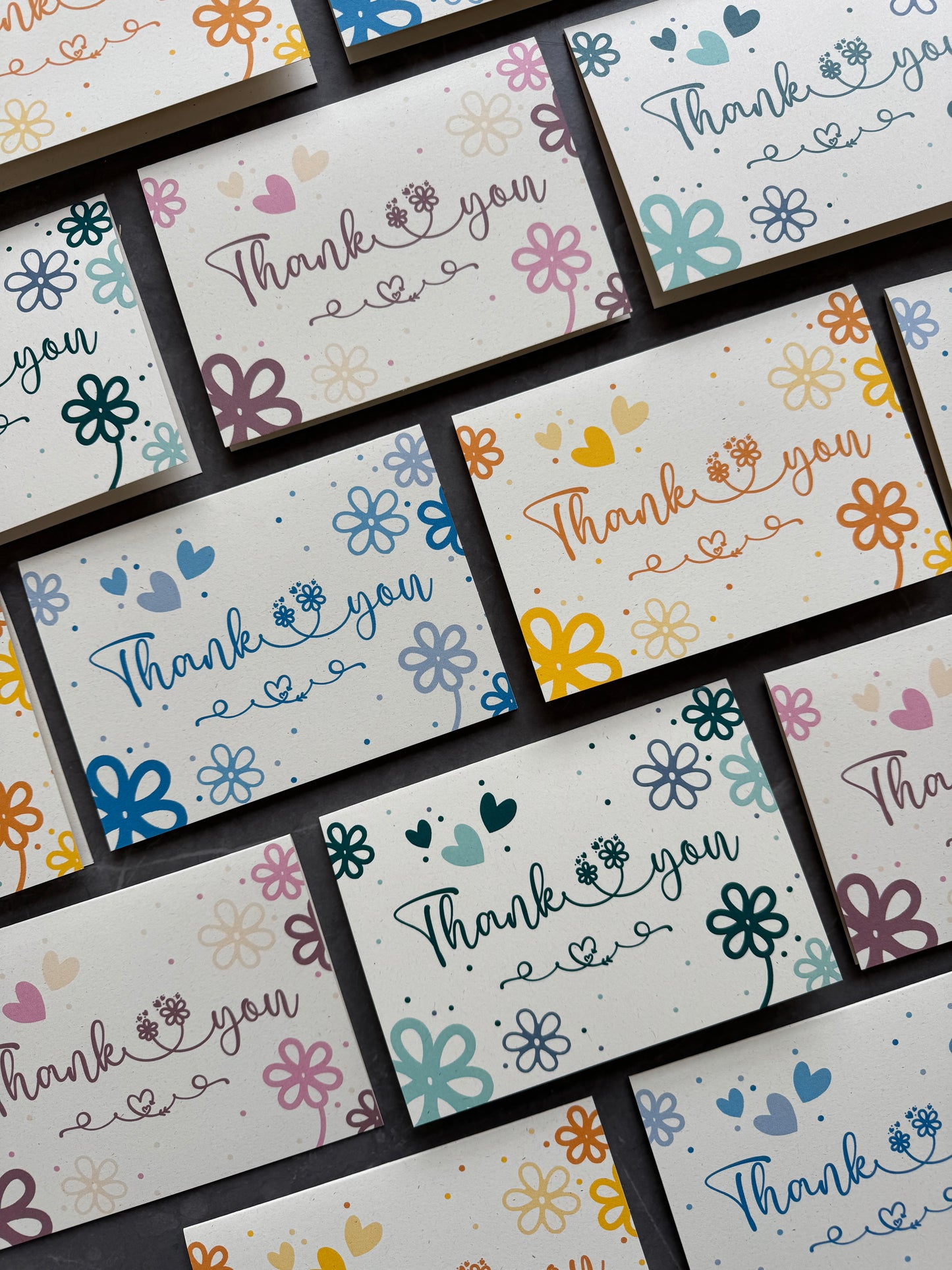 Thank You Note Card set - Teal Daisies